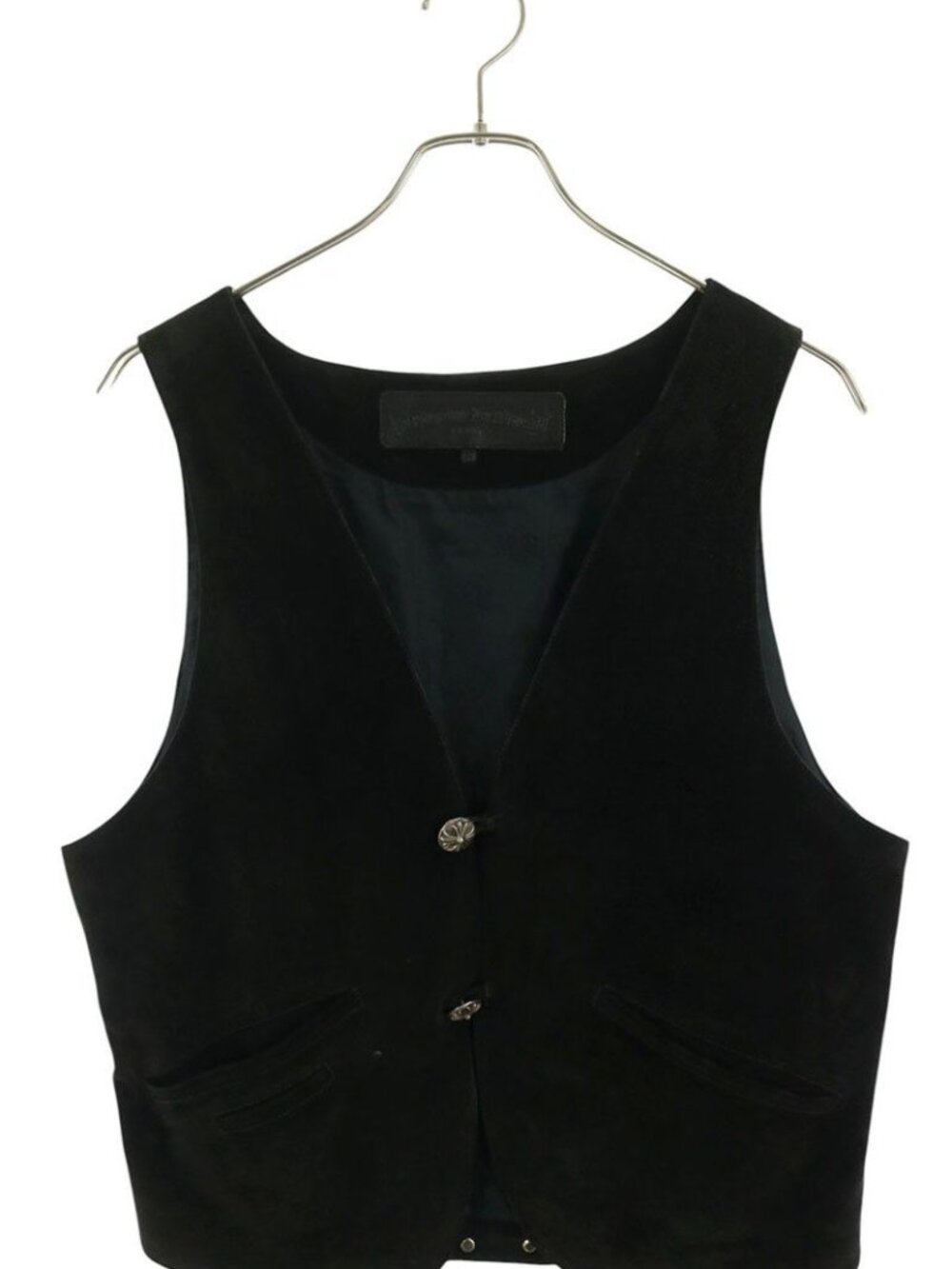 Chrome Hearts Classic Sud Cross Ball Button Suede Leather Vest